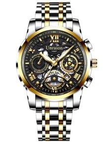 Đồng hồ đeo tay thạch anh chống nước ba mặt ngày rỗng - Nhiều màu - Xem 4