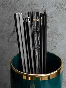 5 Pairs Antibacterial Alloy Chopsticks - Silver - View 2