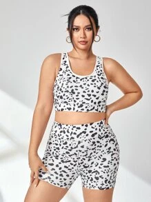 Plus Allover Print Sports Set - Black and White - View 3