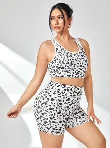 Plus Allover Print Sports Set - Black and White - View 5
