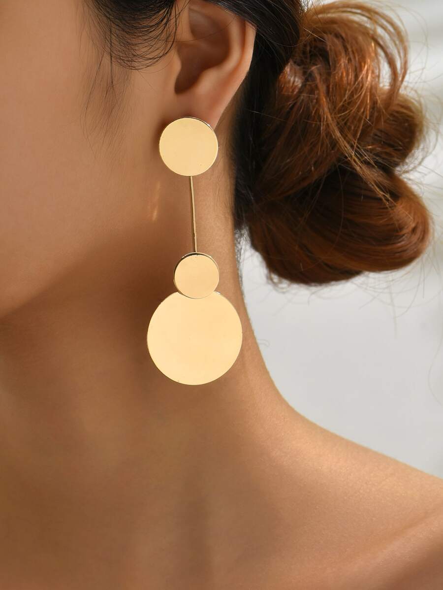 圓形耳墜 - 金黃色 - 查看 1