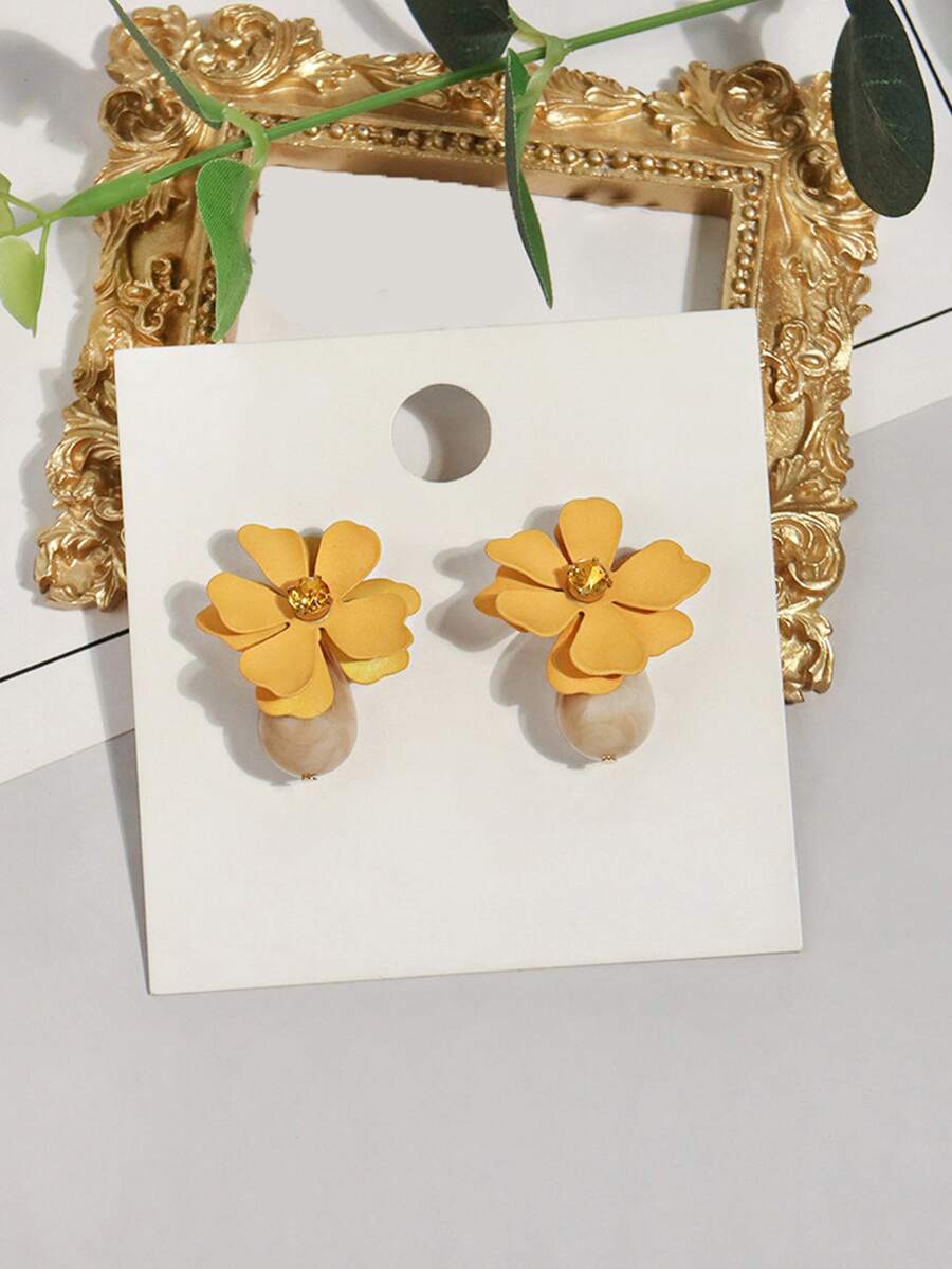 Pendientes de tachuela con diseño de flor - Multicolor - Ver 1