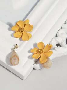 Pendientes de tachuela con diseño de flor - Multicolor - Ver 5