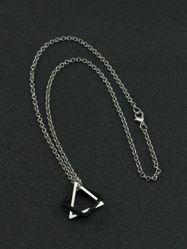 1pc Casual Geometric Pendant Necklace For Men For Daily Decoration - Multicolor - View 1