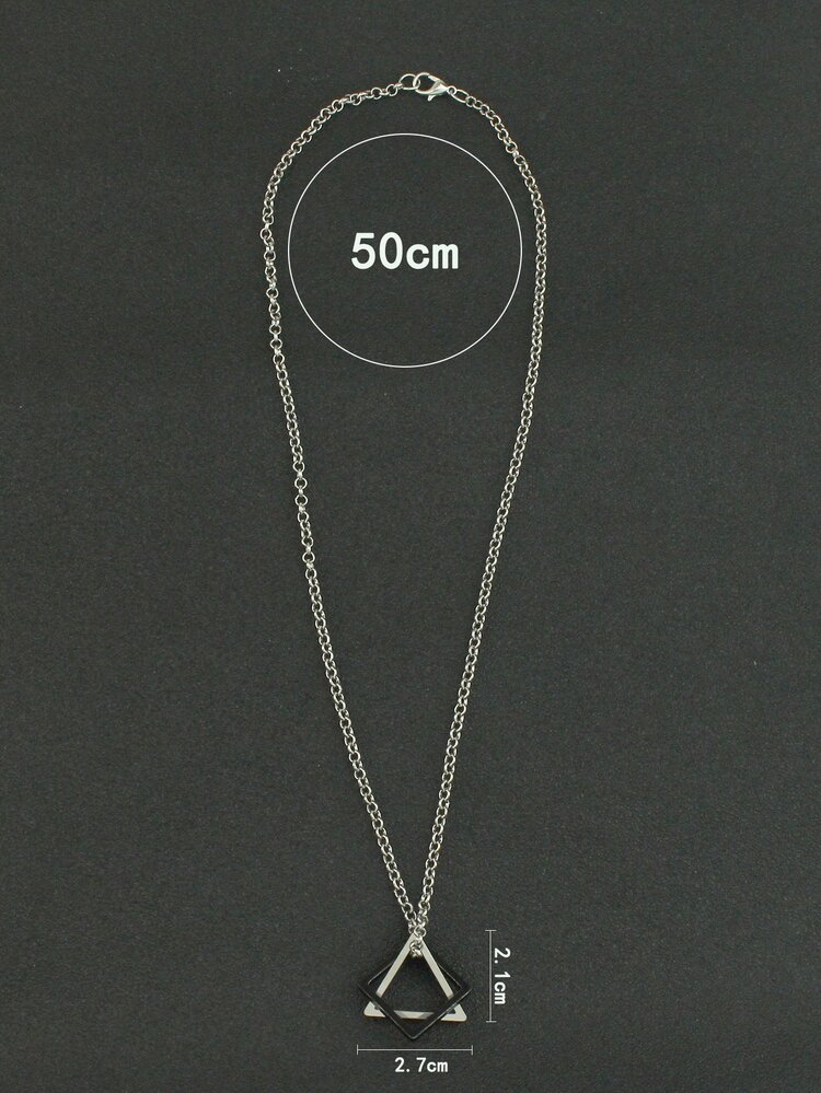 1pc Casual Geometric Pendant Necklace For Men For Daily Decoration - Multicolor - View 3