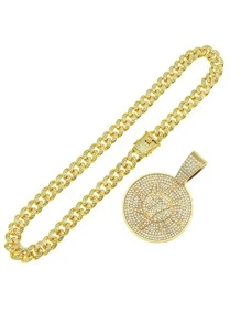 1 cái Sang Trọng Số Chi Tiết Rhinestone Vòng Mặt Dây Chuyền Vòng Cổ Cho Nam Giới Hàng Ngày Trang Trí - Vàng - Xem 3