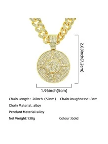 1 cái Sang Trọng Số Chi Tiết Rhinestone Vòng Mặt Dây Chuyền Vòng Cổ Cho Nam Giới Hàng Ngày Trang Trí - Vàng - Xem 4