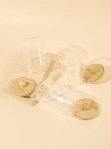 3 piezas Caja de almacenamiento de plástico almacenamiento moderno tejido para casa - transparente - Ver 2