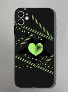 Anti-fall Heart Print Phone Case - Green - View 1