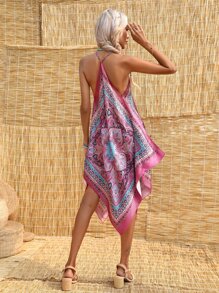 SHEIN VCAY 佩斯利印花手帕下擺吊帶洋裝