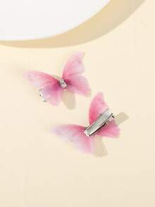 5 piezas Pinza de pelo de cocodrilo con diamante de imitación & con diseño de mariposa - Rosa Fucsia - Ver 2
