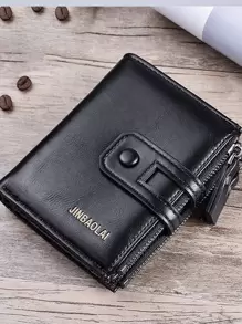 Men's Retro Wallet Multi-Function Double Zip Coin Purse Pocket Wallet Small Purse ID Window Zipper Men Wallet PU Leather Minimalist Fashion Modern Business Anniversary On Valentine Day For Birthday Gift Gift Couple Men Male Gift - Black - View 4