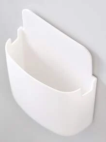 1pc PP Wall Mounted Storage Rack, Minimalist White Wall Mounted Floating Shelf For Home - White - View 1