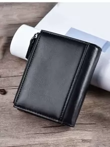 Men's Retro Wallet Multi-Function Double Zip Coin Purse Pocket Wallet Small Purse ID Window Zipper Men Wallet PU Leather Minimalist Fashion Modern Business Anniversary On Valentine Day For Birthday Gift Gift Couple Men Male Gift - Black - View 7