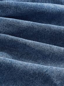 SHEIN MOD 荷葉邊牛仔抹胸上衣 - 中等水洗藍 - 查看 4