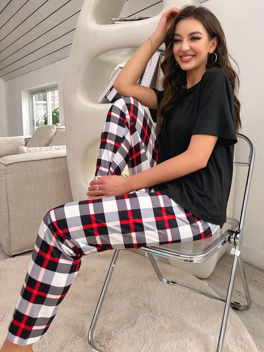 Plaid Print PJ Set / Pajama Set