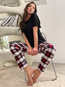 Plaid Print PJ Set / Pajama Set