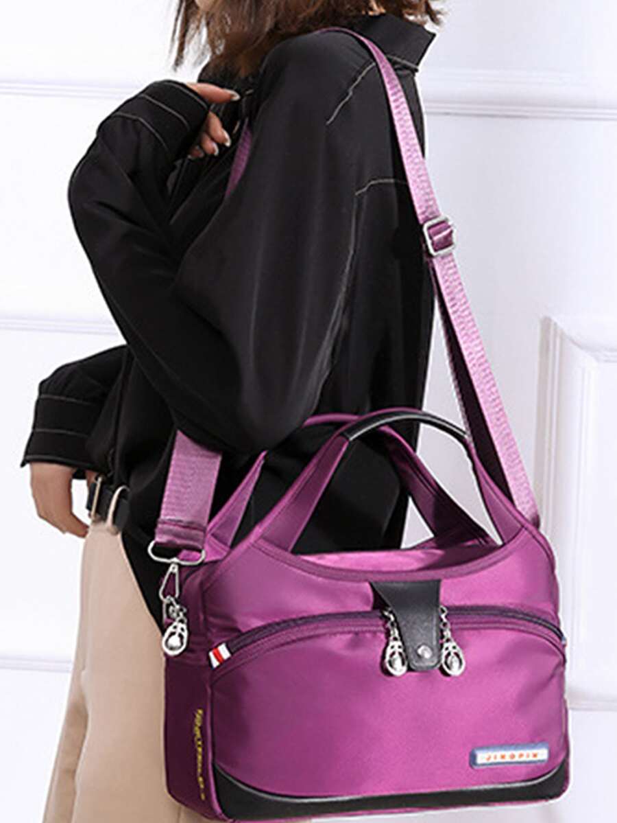 女士時尚休閒素色單肩包女士戶外大容量斜挎包