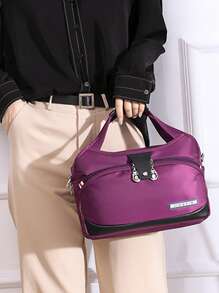 女士時尚休閒素色單肩包女士戶外大容量斜挎包