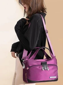 女士時尚休閒素色單肩包女士戶外大容量斜挎包