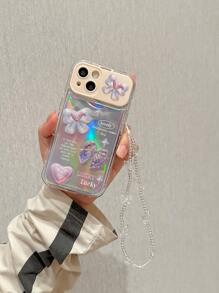 Aesthetic Bow Decor Phone Case With Lanyard - Multicolor - View 1