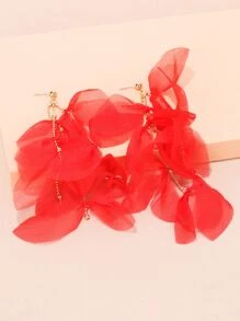 流蘇裝飾耳墜 - 紅色 - 查看 3