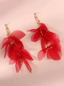 流蘇裝飾耳墜 - 紅色 - 查看 4