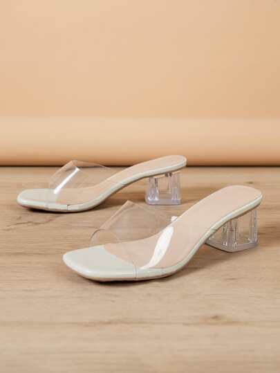 NANBEI ZUO Sandales à talons hauts à bout rond polyvalentes et à la mode de la série de talons épais avec cristaux, pour les festivals de musique et les fêtes de printemps/été en noir, blanc et vert