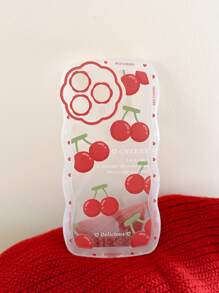 櫻桃圖案透明手機殼 - 無色 - 查看 2