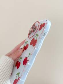 櫻桃圖案透明手機殼 - 無色 - 查看 3