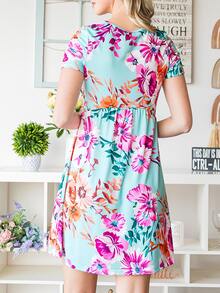 CILKOO 印花娃娃裙 - 藍色 - 查看 2