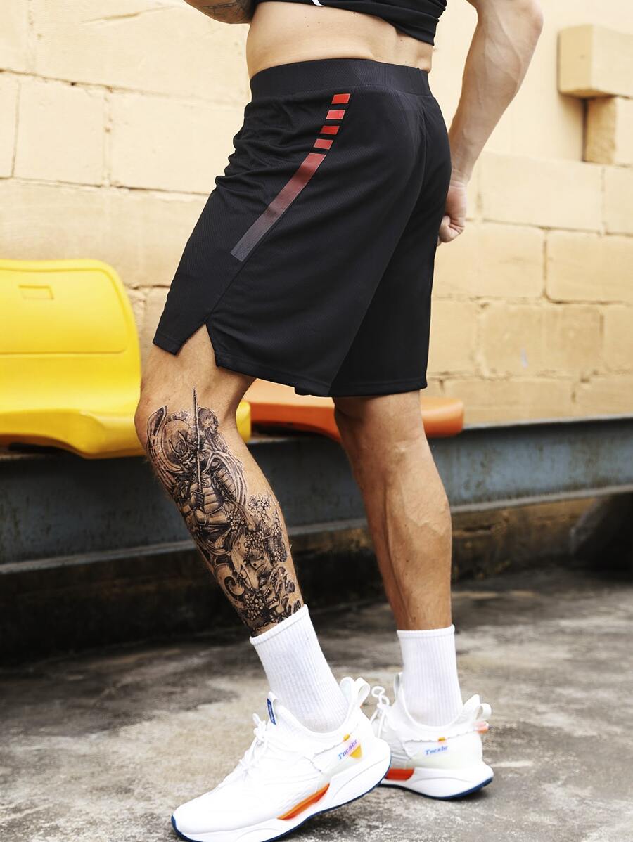 Manfinity Running Men Geo Print Sports Shorts Gym Shorts - Black - View 1