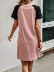 SHEIN LUNE Colourblock Raglan Sleeve Tee Dress - Multicolor - View 2