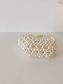 Chicas Bolso cartera con perla artificial & con diseño de cuenta - Blanco - Ver 4