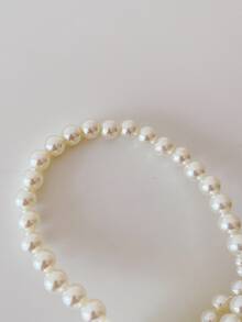 Chicas Bolso cartera con perla artificial & con diseño de cuenta - Blanco - Ver 5