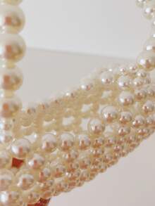 Chicas Bolso cartera con perla artificial & con diseño de cuenta - Blanco - Ver 6