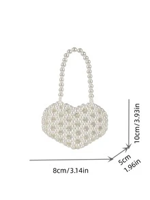 Chicas Bolso cartera con perla artificial & con diseño de cuenta - Blanco - Ver 7