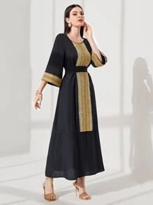 Seusyu Contrast Panel Belted Dress