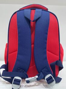 Chicos Mochila con patrón de dibujos animados con diseño de parche de letra para - Rojo - Ver 2