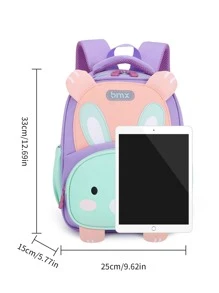 Chicas Mochila con patrón de dibujos animados con diseño de parche de letra para - Morado - Ver 5