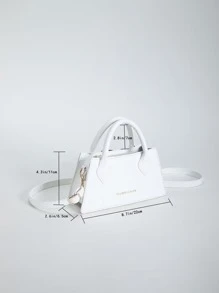 時尚、極簡、休閒、小方包鱷魚皮紋理字母圖案雙手柄適用於女孩、十幾歲的少女