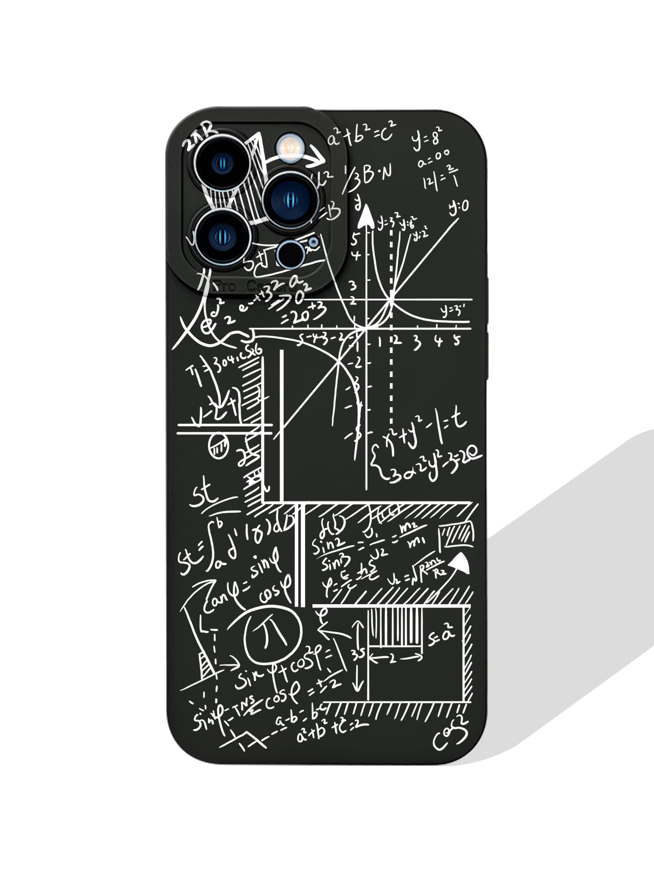 1个数学公式图案手机壳，全包覆保护套，兼容 15 Pro Max，兼容小米，国际版，非国内版 - 黑與白 - 查看 1