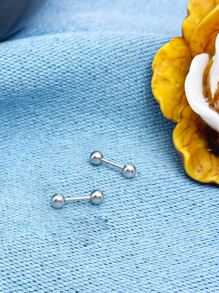 2入組/套不銹鋼球裝飾舌杠鈴環身體鏈禮品適合女士和女孩,不銹鋼首飾類 - 銀色 - 查看 1