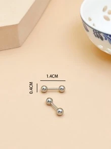 2入組/套不銹鋼球裝飾舌杠鈴環身體鏈禮品適合女士和女孩,不銹鋼首飾類 - 銀色 - 查看 4