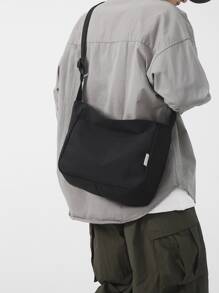 Medium Hobo Bag Solid Black For Men - Black - View 1