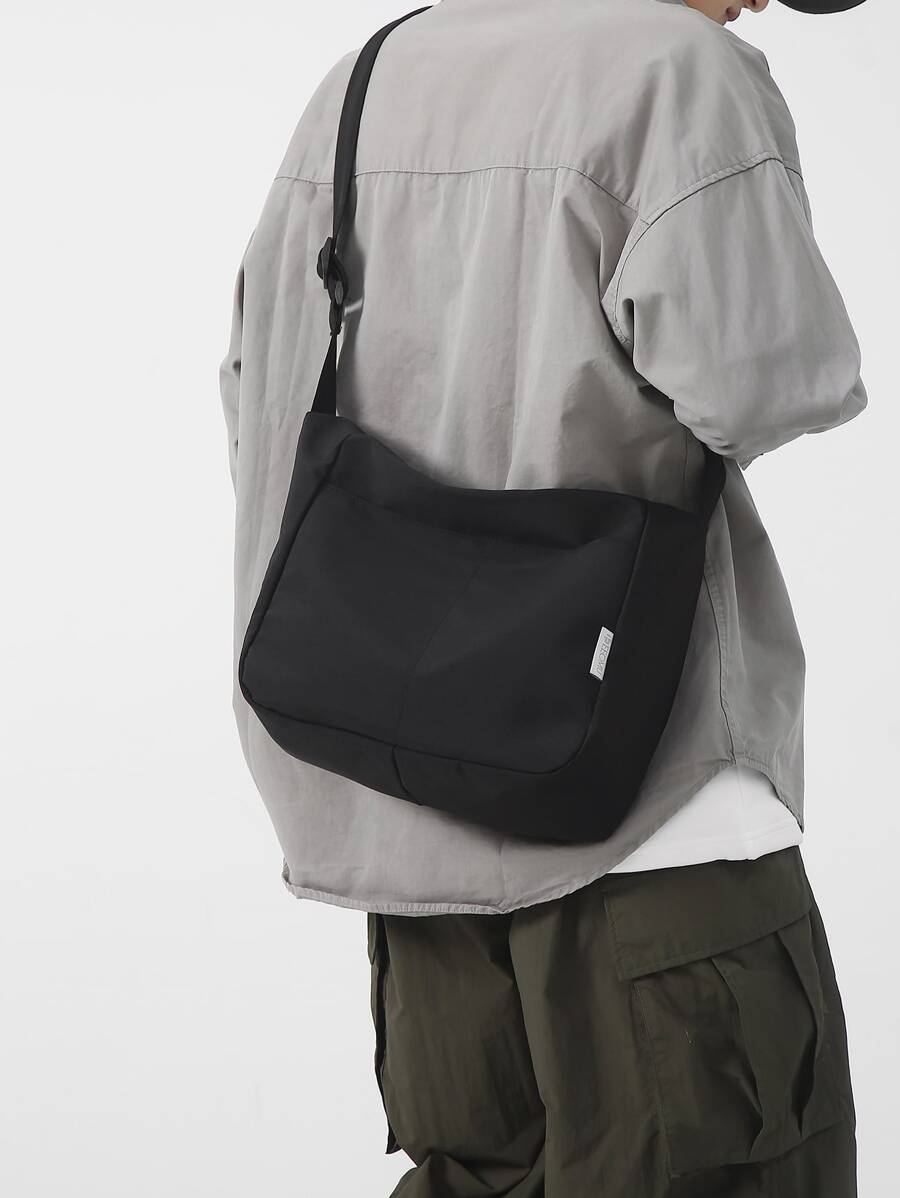 Medium Hobo Bag Solid Black For Men - Black - View 1
