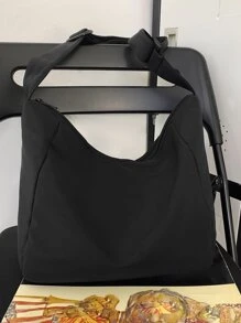 Medium Hobo Bag Solid Black For Men - Black - View 2