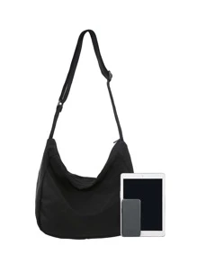 Medium Hobo Bag Solid Black For Men - Black - View 4