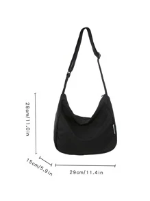 Medium Hobo Bag Solid Black For Men - Black - View 5