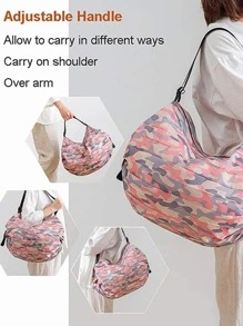 Túi mua sắm gấp 1 chiếc, Túi mua sắm di động có vai, Túi tote đa năng có thể tái sử dụng, Túi nylon đi biển Back To School Túi tập thể dục du lịch để cắm trại Hành trình cần thiết để đi bộ trở lại trường học vào mùa hè - Hồng - Xem 9